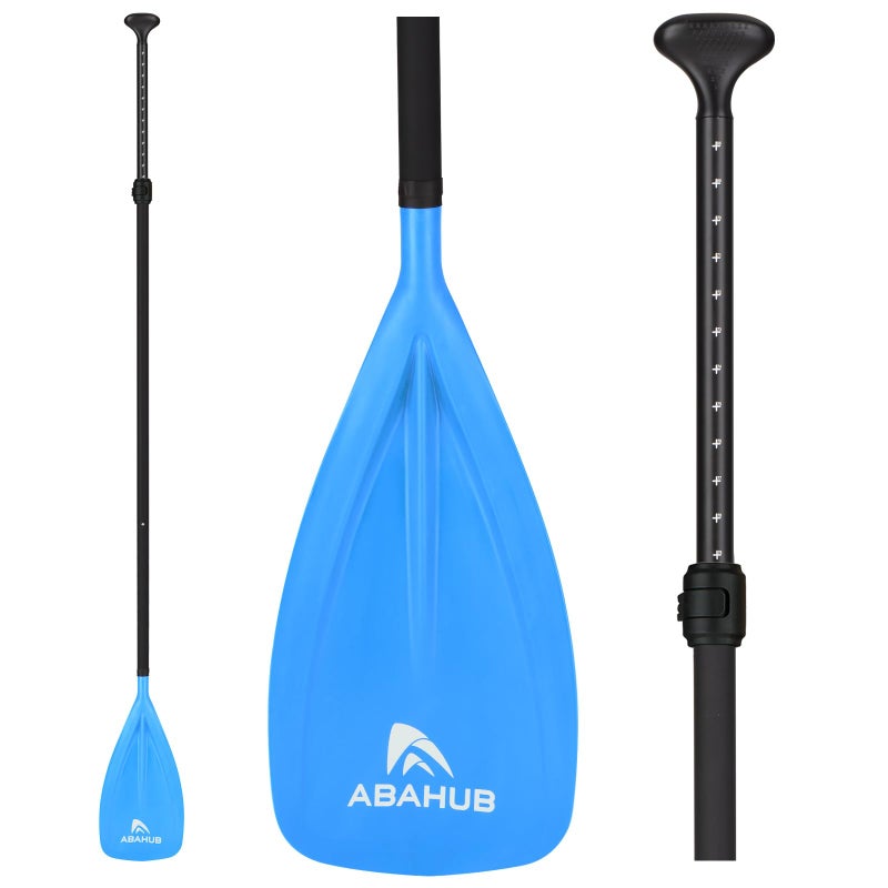 Abahub SUP Paddles - 3 Piece Adjustable Stand up Paddle - Lightweight Oar for Paddleboard, Adjustable Aluminum Alloy PU Coated Shaft 68" - 84", Blue Plastic Nylon Blade - Image 1